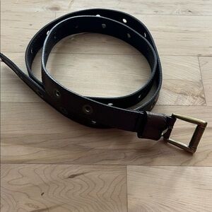 Brown Leather Belt with Brass Buckle